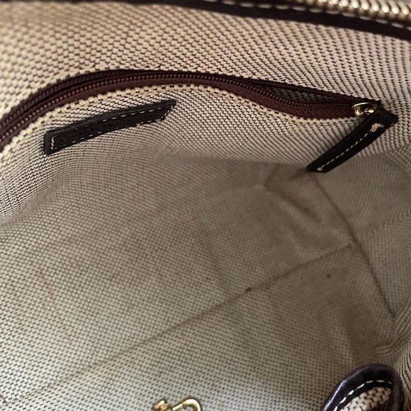 Dooney and bourke brown canvas and leather shoulder bag - Picture 3 of 6